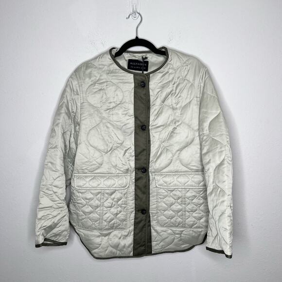 Allsaints Foxi Quilted Liner Jacket Green Size 6 - Picture 2 of 6
